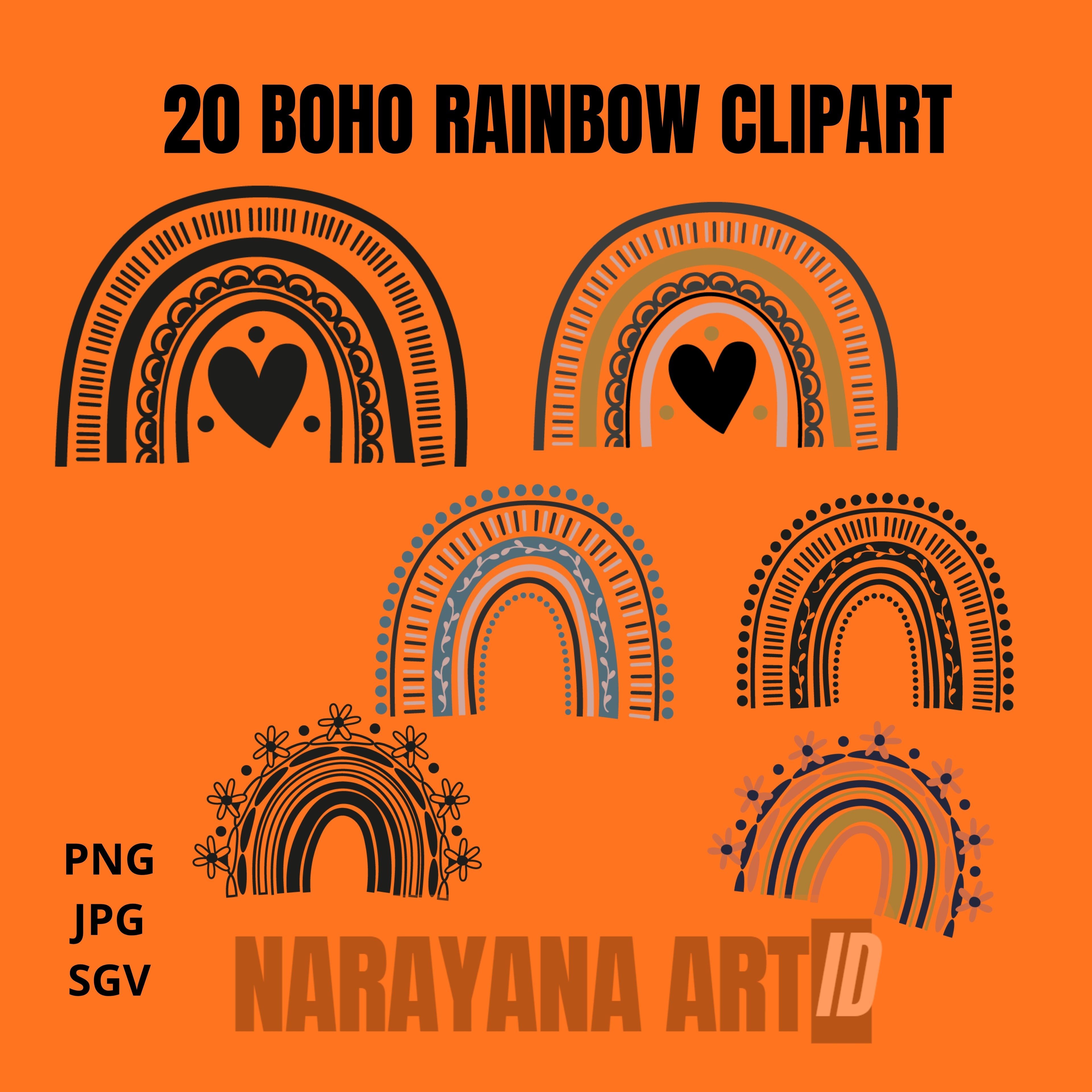 20 Boho Rainbow Clipart